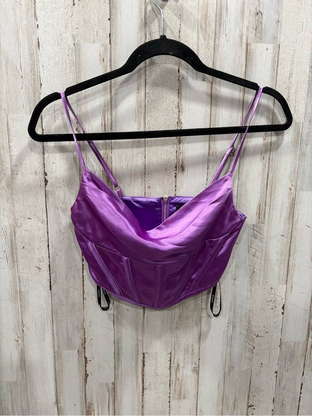 Retrofete Celia Top in Orchid Purple Satin Crop Top XXS Corset Bustier Sexy